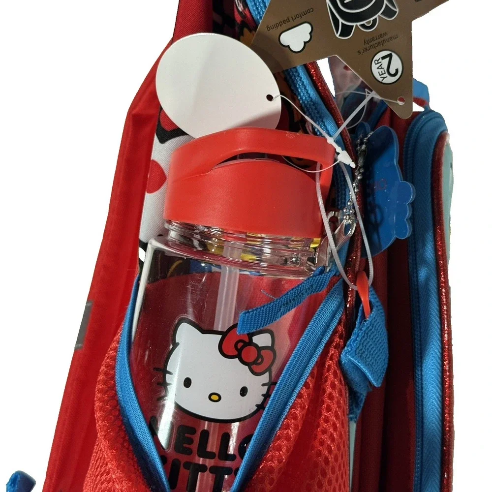 Hello Kitty 4 Piece‎ Backpack NWT Kids School Lunch Box Water Bottle Headphones